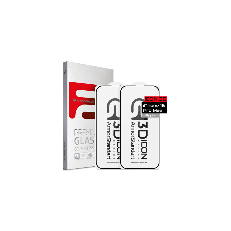 Скло захисне Armorstandart Kit Icon 3D iPhone 16 Pro Max Black 2 pcs (ARM83514)
