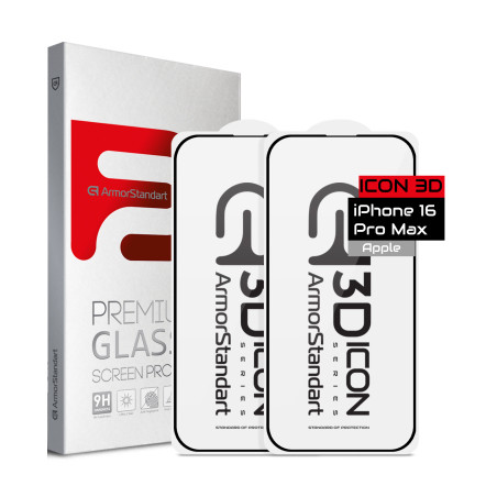Скло захисне Armorstandart Kit Icon 3D iPhone 16 Pro Max Black 2 pcs (ARM83514)