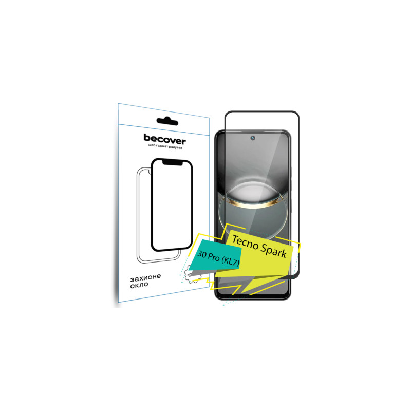 Скло захисне BeCover Tecno Spark 30 Pro (KL7) Black (713080)