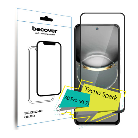 Скло захисне BeCover Tecno Spark 30 Pro (KL7) Black (713080)