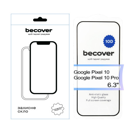 Скло захисне BeCover Google Pixel 10 / 10 Pro 10D Black (713672)