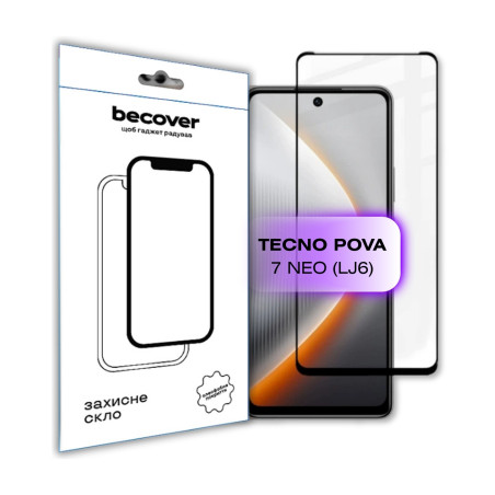 Скло захисне BeCover Tecno POVA 7 Neo (LJ6) Black (714920)