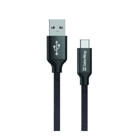 Дата кабель USB 2.0 AM to USB-C 1.0m 2.1А black ColorWay (CW-CBUC003-BK)