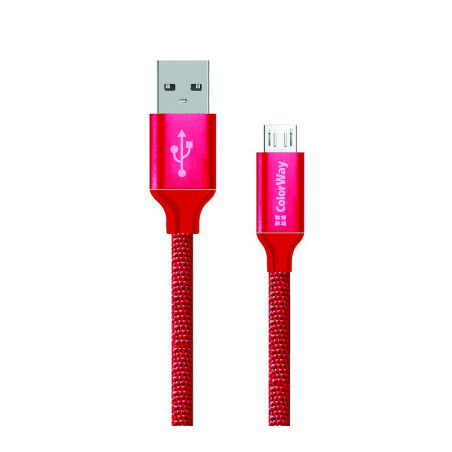 Дата кабель USB 2.0 AM to Micro 5P 1.0m 2.1А red ColorWay (CW-CBUM002-RD)