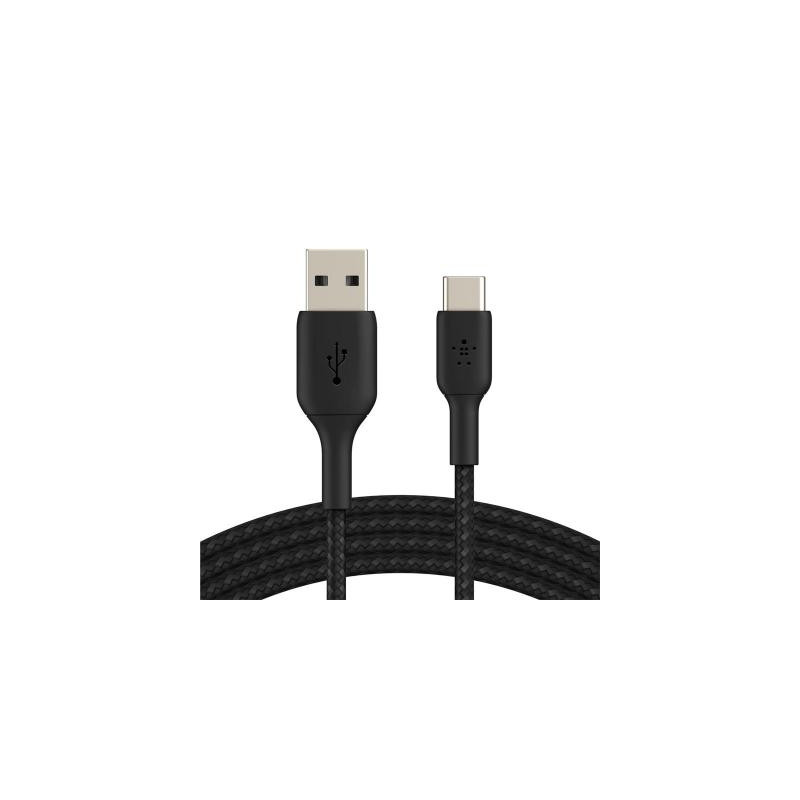 Дата кабель USB 2.0 AM to USB-C 2.0m BRAIDED black Belkin (CAB002BT2MBK)