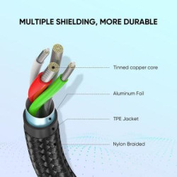 Дата кабель USB 2.0 AM to USB-C 1.0m US288 Aluminum Braid Black Ugreen (60126)