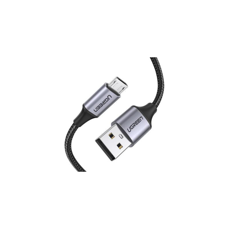 Дата кабель USB 2.0 AM to Micro 5P 2.0m US290 Aluminum Braid Black Ugreen (60148)