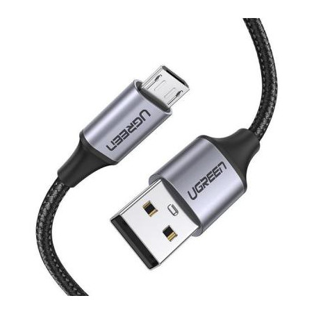Дата кабель USB 2.0 AM to Micro 5P 2.0m US290 Aluminum Braid Black Ugreen (60148)