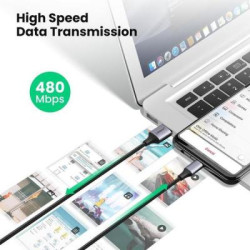 Дата кабель USB 2.0 AM to Micro 5P 2.0m US290 Aluminum Braid Black Ugreen (60148)