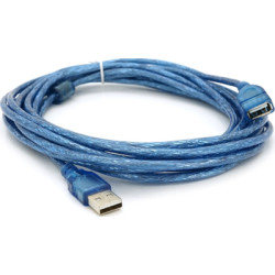 Дата кабель USB 2.0 AM/AF 5.0m ferrite transparent blue Voltronic (YT-AM/AF-5.0TBL)