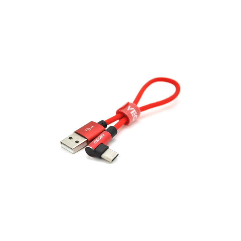 Дата кабель USB 2.0 AM to USB-C 0.2m 2.4A red VEGGIEG (YT-UT-20R)