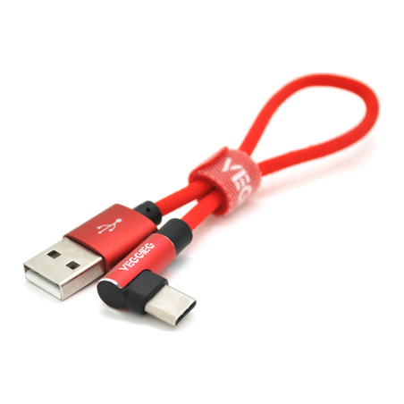 Дата кабель USB 2.0 AM to USB-C 0.2m 2.4A red VEGGIEG (YT-UT-20R)