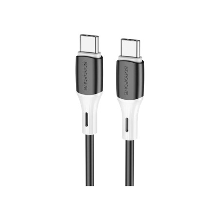 Дата кабель USB-C to USB-C 1.0m 3A 60W silicone black BOROFONE (6974443384802)