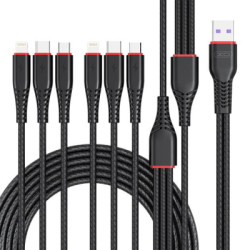 Дата кабель USB 2.0 AM to 2xLightning + 2xMicro 5P + 2xUSB-C 1.2m black XO (XO-NB196-6in1)