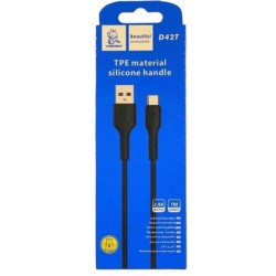 Дата кабель USB 2.0 AM to USB-C 1.0m 2.4A silicone black Denmen (DM-D42T-BK)