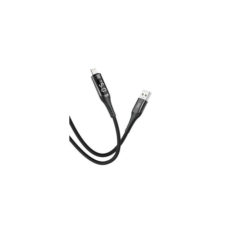 Дата кабель USB 2.0 AM to Lightning 1.0m 2.4A LED black XO (NB162-L-1-BK)