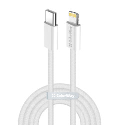 Дата кабель USB-C to Lightning 2.0m PD 27W braided gray ColorWay (CW-CBPDCL068-GR)
