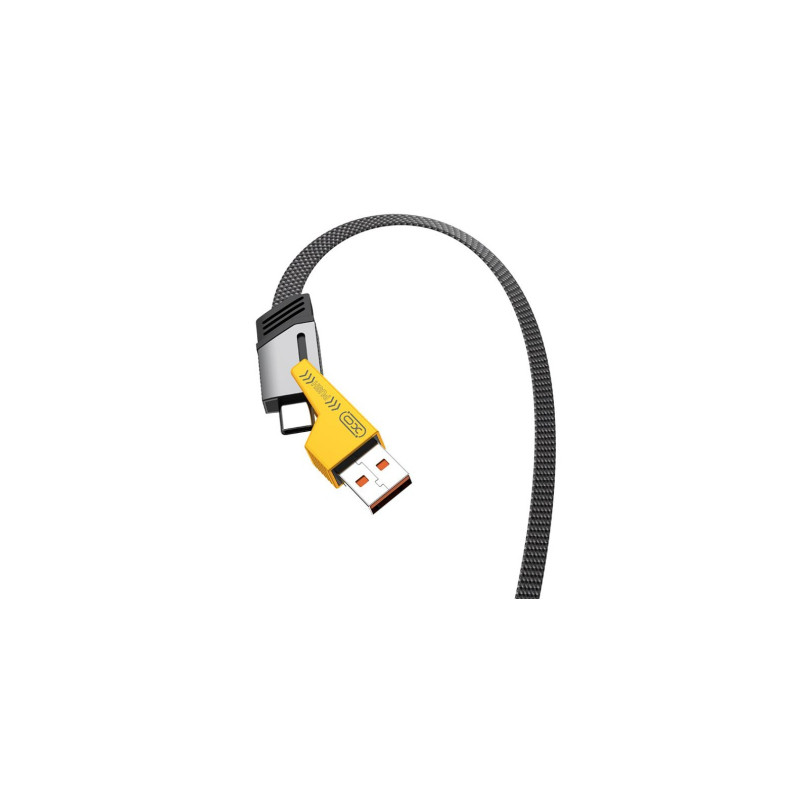 Дата кабель USB 2.0 AM to USB-C + USB 2.0 AM to Lightning 1.0m 60W black XO (NB283_4-in-1_Black)