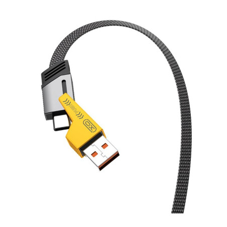 Дата кабель USB 2.0 AM to USB-C + USB 2.0 AM to Lightning 1.0m 60W black XO (NB283_4-in-1_Black)