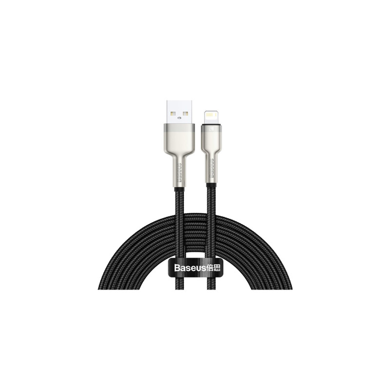Дата кабель USB 2.0 AM to Lightning 2.0m 2.4A metal black Baseus (CALJK-B01)