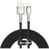 Дата кабель USB 2.0 AM to Lightning 2.0m 2.4A metal black Baseus (CALJK-B01)