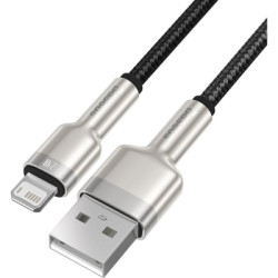 Дата кабель USB 2.0 AM to Lightning 2.0m 2.4A metal black Baseus (CALJK-B01)