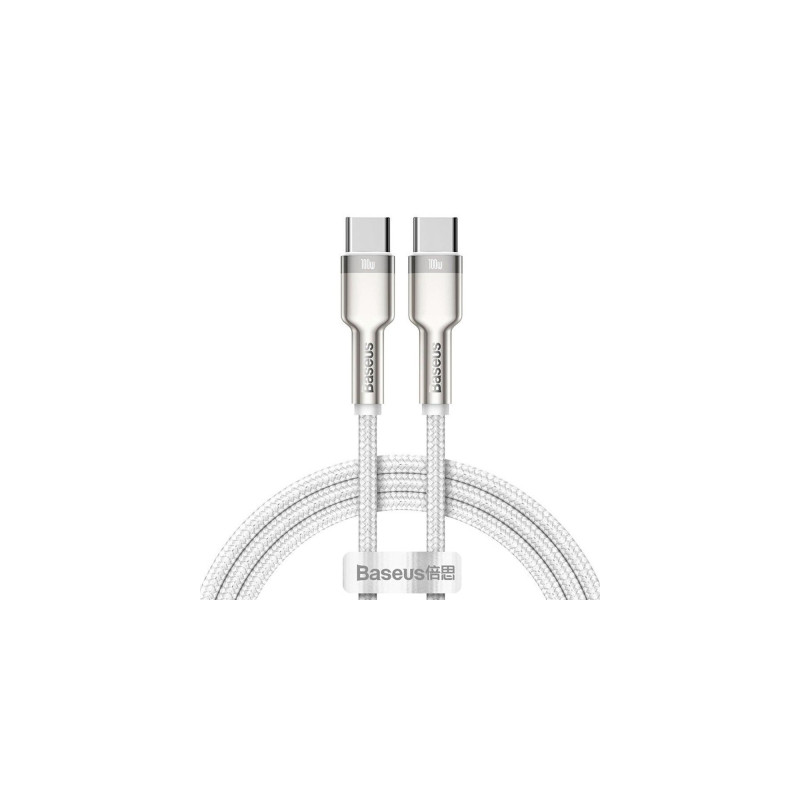 Дата кабель USB-C to USB-C 1.0m 100W metal white Baseus (CATJK-C02)