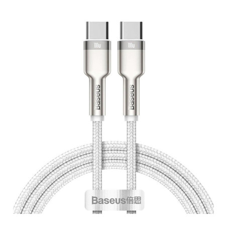 Дата кабель USB-C to USB-C 1.0m 100W metal white Baseus (CATJK-C02)