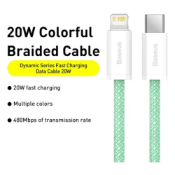 Дата кабель USB-C to Lightning 2.0m 20W green Baseus (CALD000106)
