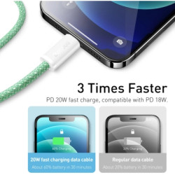 Дата кабель USB-C to Lightning 2.0m 20W green Baseus (CALD000106)