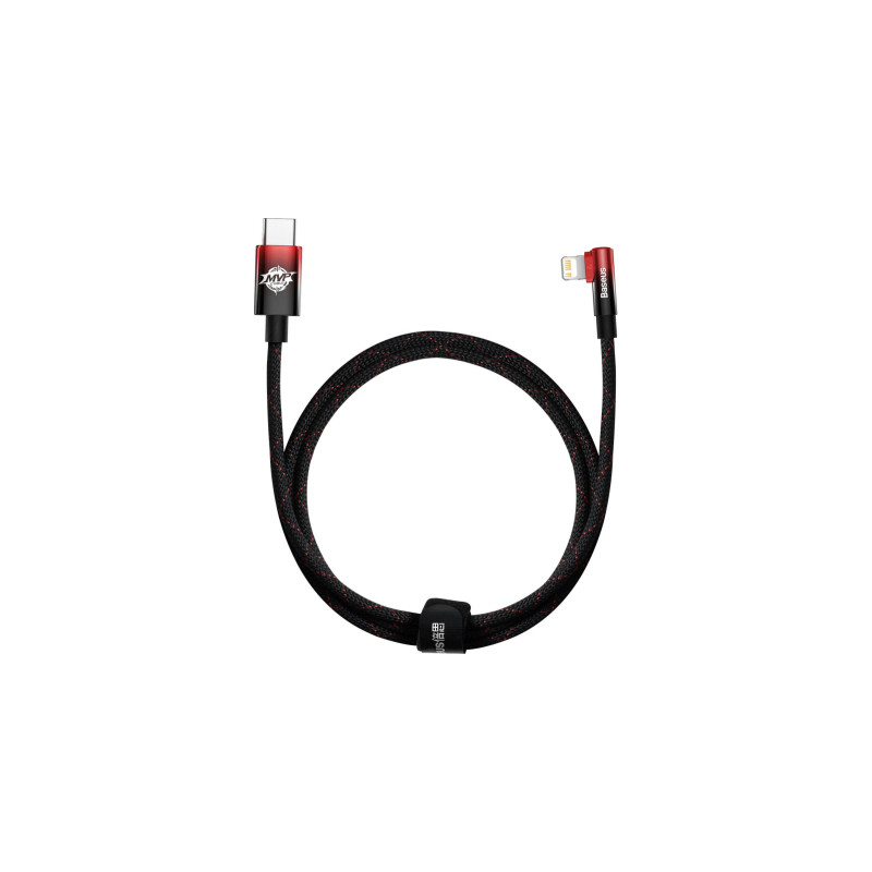 Дата кабель USB-C to Lightning 1.0m 20W 90° corner black/red Baseus (CAVP000220)