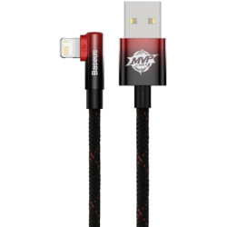 Дата кабель USB 2.0 AM to Lightning 1.0m 2.4A 90° corner black/red Baseus (CAVP000020)