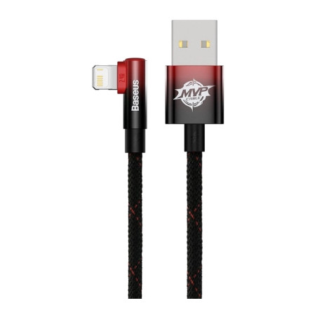 Дата кабель USB 2.0 AM to Lightning 1.0m 2.4A 90° corner black/red Baseus (CAVP000020)