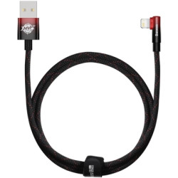 Дата кабель USB 2.0 AM to Lightning 1.0m 2.4A 90° corner black/red Baseus (CAVP000020)