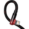 Дата кабель USB 2.0 AM to Lightning 1.0m 2.4A 90° corner black/red Baseus (CAVP000020)