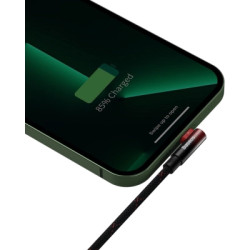 Дата кабель USB 2.0 AM to Lightning 1.0m 2.4A 90° corner black/red Baseus (CAVP000020)