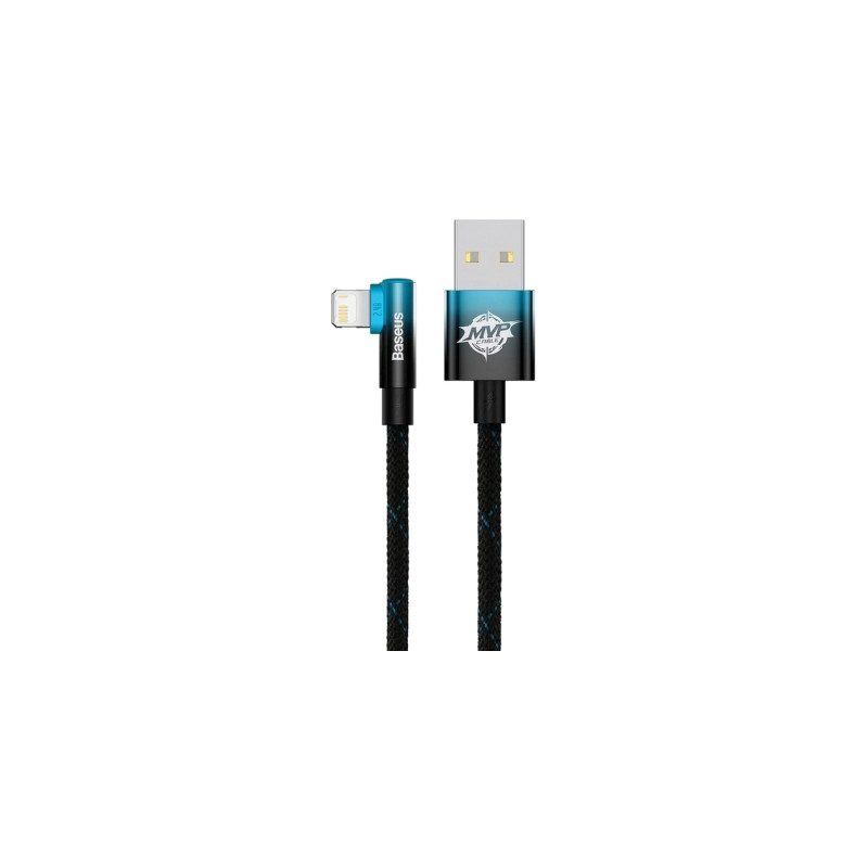 Дата кабель USB 2.0 AM to Lightning 2.0m 2.4A 90° corner black/blue Baseus (CAVP000121)