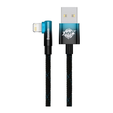 Дата кабель USB 2.0 AM to Lightning 2.0m 2.4A 90° corner black/blue Baseus (CAVP000121)