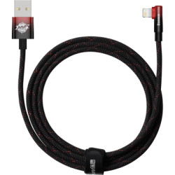 Дата кабель USB 2.0 AM to Lightning 2.0m 2.4A 90° corner black/red Baseus (CAVP000120)