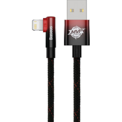 Дата кабель USB 2.0 AM to Lightning 2.0m 2.4A 90° corner black/red Baseus (CAVP000120)