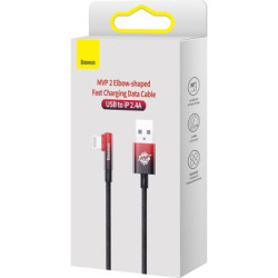 Дата кабель USB 2.0 AM to Lightning 2.0m 2.4A 90° corner black/red Baseus (CAVP000120)