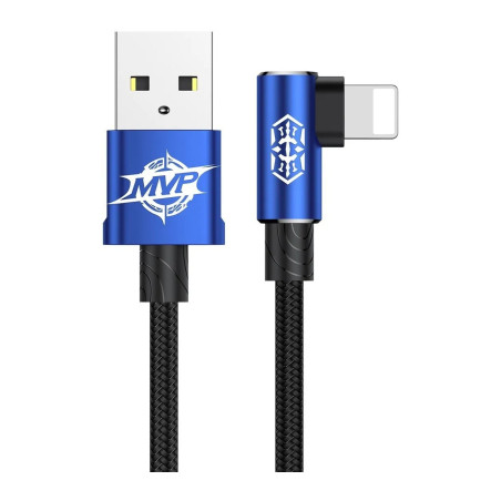 Дата кабель USB 2.0 AM to Lightning 2.0m 1.5A 90° corner blue Baseus (CALMVP-A03)