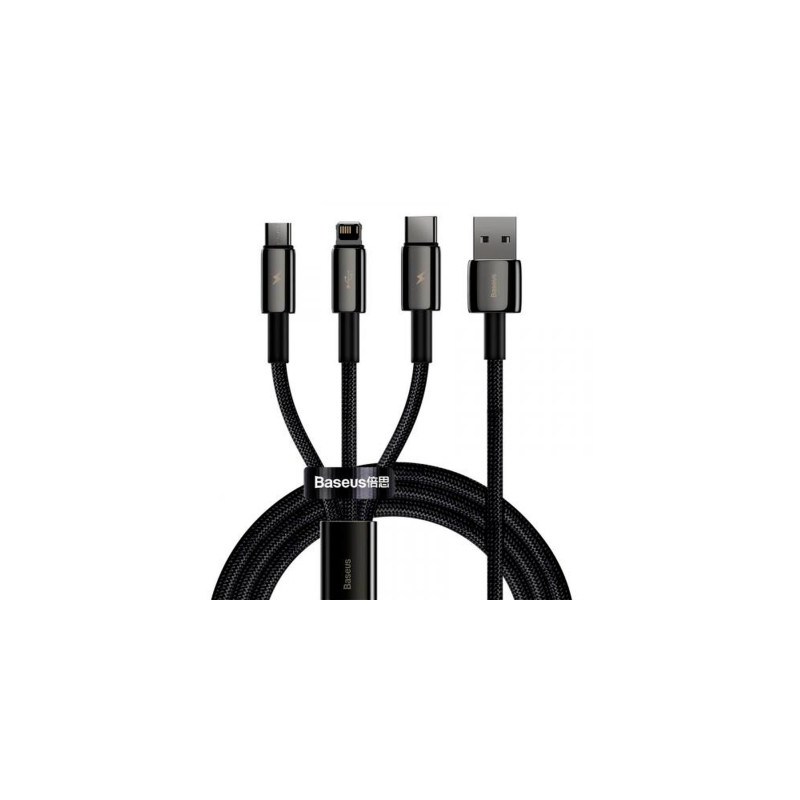 Дата кабель USB 2.0 AM to Lightning + Micro 5P + Type-C 1.5m 3.5A black Baseus (CAMLTWJ-01)