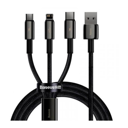 Дата кабель USB 2.0 AM to Lightning + Micro 5P + Type-C 1.5m 3.5A black Baseus (CAMLTWJ-01)