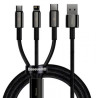 Дата кабель USB 2.0 AM to Lightning + Micro 5P + Type-C 1.5m 3.5A black Baseus (CAMLTWJ-01)