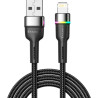 Дата кабель USB 2.0 AM to Lightning 2.0m 2.4A LED black Essager (EXCL-XCDA01)