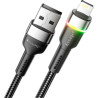 Дата кабель USB 2.0 AM to Lightning 2.0m 2.4A LED black Essager (EXCL-XCDA01)
