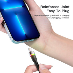 Дата кабель USB 2.0 AM to Lightning 2.0m 2.4A LED black Essager (EXCL-XCDA01)