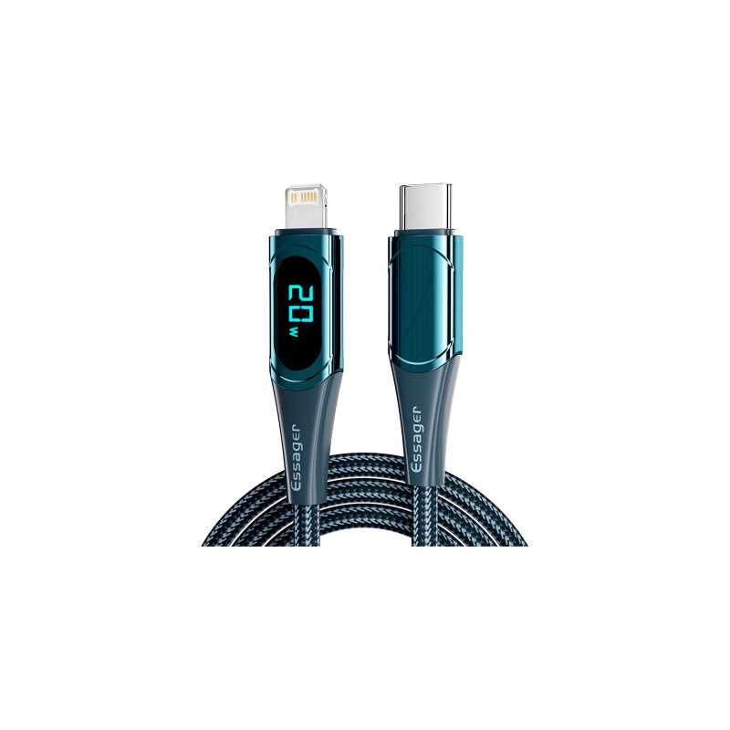 Дата кабель USB-C to Lightning 2.0m 20W Digital Display blue Essager (EXCTL-YDA03)