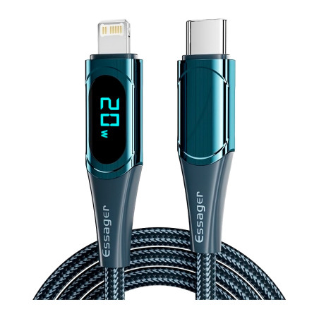 Дата кабель USB-C to Lightning 2.0m 20W Digital Display blue Essager (EXCTL-YDA03)